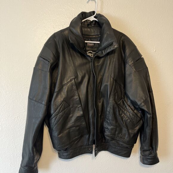FIRST GENUINE Leather Men's Flight Jacket Bomber Motorcycle Style Black Size XL - Picture 16 of 16